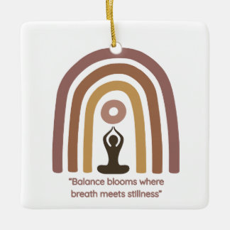 Ornamento De Cerâmica Earth-Toned Mindfulness Rainbow Yoga Design