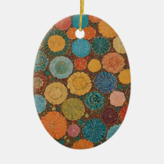 Ornamento De Cerâmica Earthy Floral Mosaic Pattern Ornament