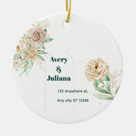 Ornamento De Cerâmica Earthy Shades Flowers Boho Elegant Sage Green