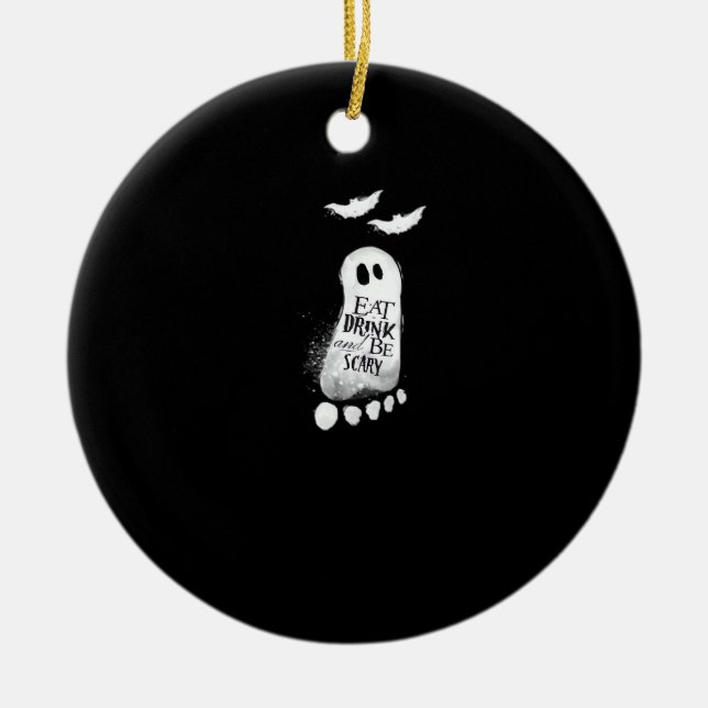 Ornamento De Cerâmica Eat Drink And Be Scary Trendy Graphic (Frente)
