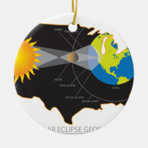 Ornamento De Cerâmica Eclipse 2017 solar total através da geometria dos