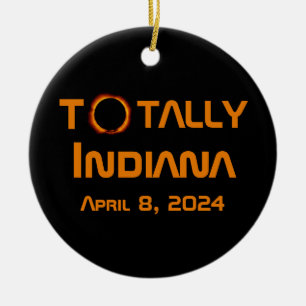 Ornamento De Cerâmica Eclipse Solar 2024 de Indiana Total