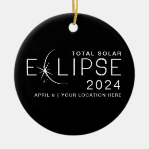 Ornamento De Cerâmica Eclipse Solar 2024 Lembrança de Foto de Local Pers