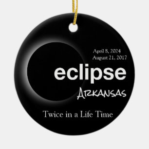 Ornamento De Cerâmica Eclipse Solar Personalizável do Arkansas 2017 2024