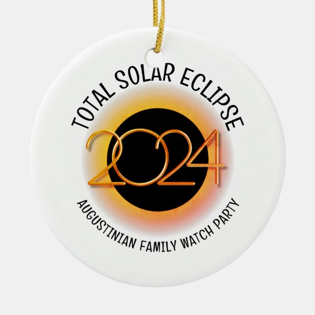 Ornamento De Cerâmica ECLIPSE SOLAR TOTAL personalizável 2024 (Frente)