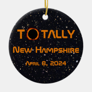 Ornamento De Cerâmica Eclipse Total do New Hampshire 2024