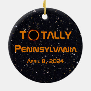 Ornamento De Cerâmica Eclipse Total do Pennsylvania 2024