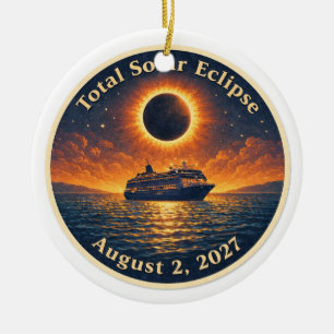 Ornamento De Cerâmica Eclipse Total do Sol 2 de agosto de 2027 cruzeiro