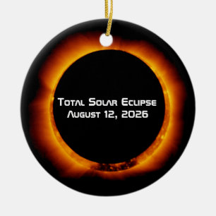Ornamento De Cerâmica Eclipse Total do Sol de 2026