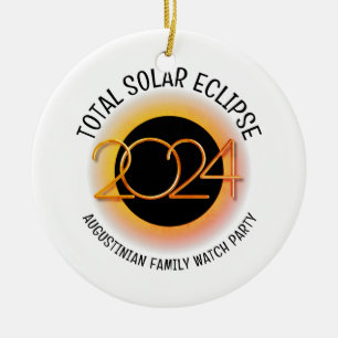 Ornamento De Cerâmica ECLIPSE TOTAL SOLAR 2024 Personalizável