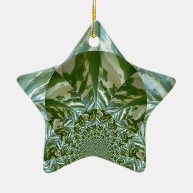 Ornamento De Cerâmica Eco Verde Camo Caleidoscópio Impressão (Frente)