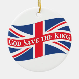 Ornamento De Cerâmica Economias do deus o rei com Union Jack