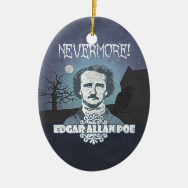 Ornamento De Cerâmica Edgar Allan Poe's Nevermore (Frente)