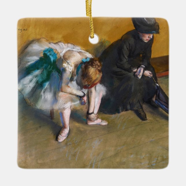 Ornamento De Cerâmica Edgar Degas - Esperando (Frente)