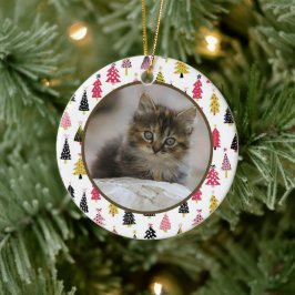 Ornamento De Cerâmica Editable Christmas Pet Photo Decoration