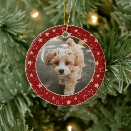 Ornamento De Cerâmica Editable Christmas Pet Photo Decoration