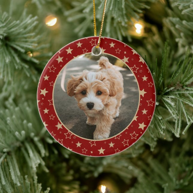 Ornamento De Cerâmica Editable Christmas Pet Photo Decoration (Árvore)