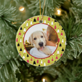 Ornamento De Cerâmica Editable Christmas Pet Photo Decoration