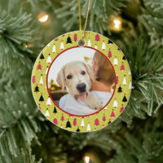 Ornamento De Cerâmica Editable Christmas Pet Photo Decoration
