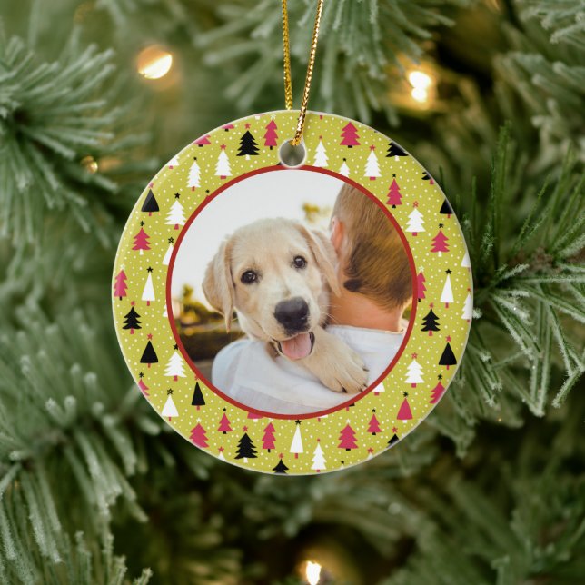 Ornamento De Cerâmica Editable Christmas Pet Photo Decoration (Árvore)