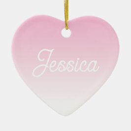 Ornamento De Cerâmica (Editable) Light Pink Color Ombre & Your Text