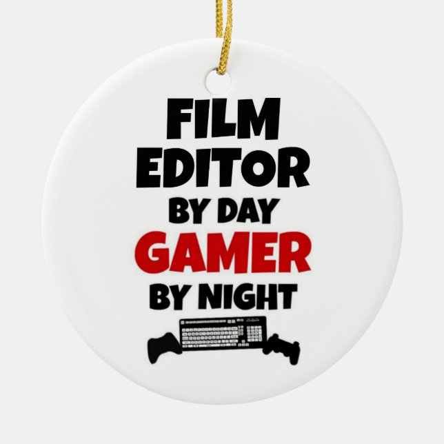 Ornamento De Cerâmica Editor de Filmes por Day Gamer by Night (Frente)