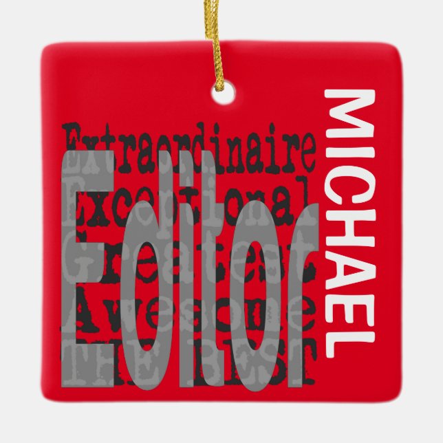 Ornamento De Cerâmica Editor Extraordinário PERSONALIZADO (Frente)