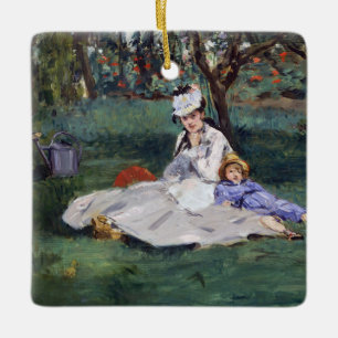 Ornamento De Cerâmica Edouard Manet - A família Monet em seu jardim