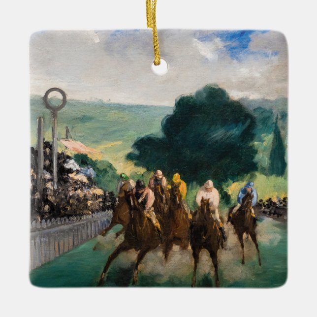 Ornamento De Cerâmica Edouard Manet - As Raças em Longchamp (Frente)