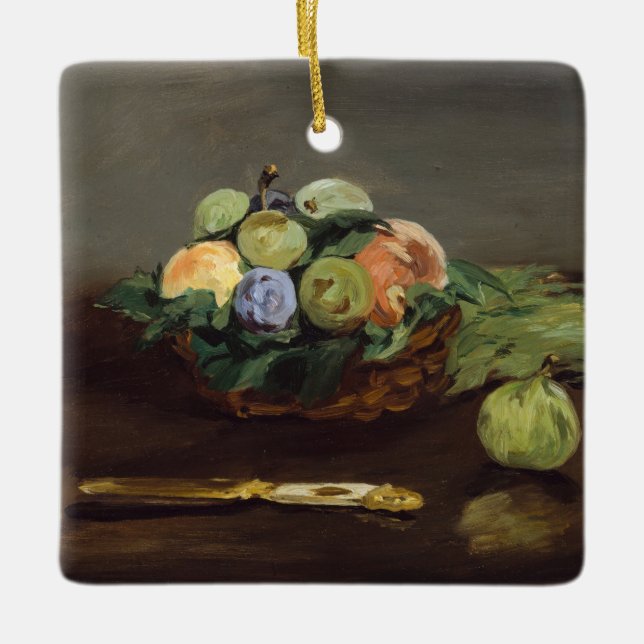 Ornamento De Cerâmica Edouard Manet - Cesto de Frutas (Frente)