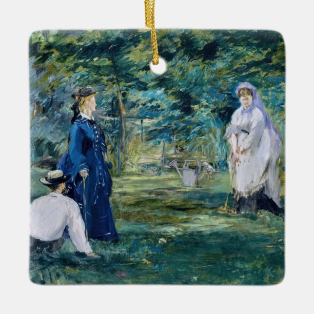 Ornamento De Cerâmica Edouard Manet - Um Jogo de Croquet (Frente)