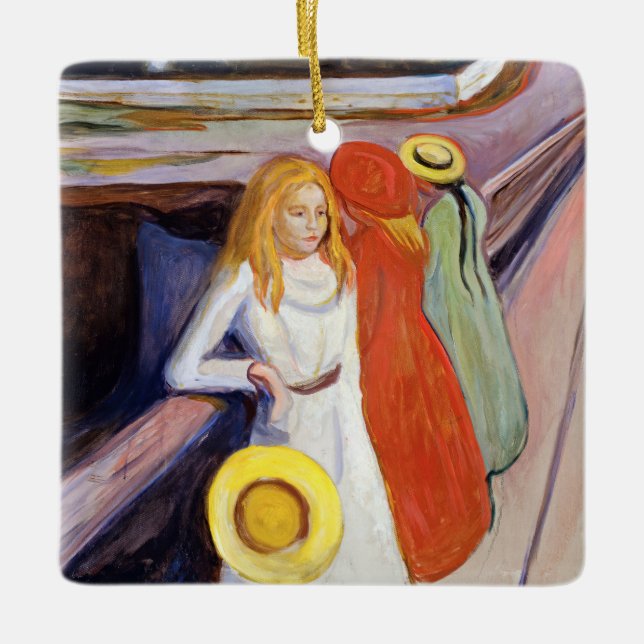 Ornamento De Cerâmica Edvard Munch - As raparigas na Ponte 1901 (Frente)