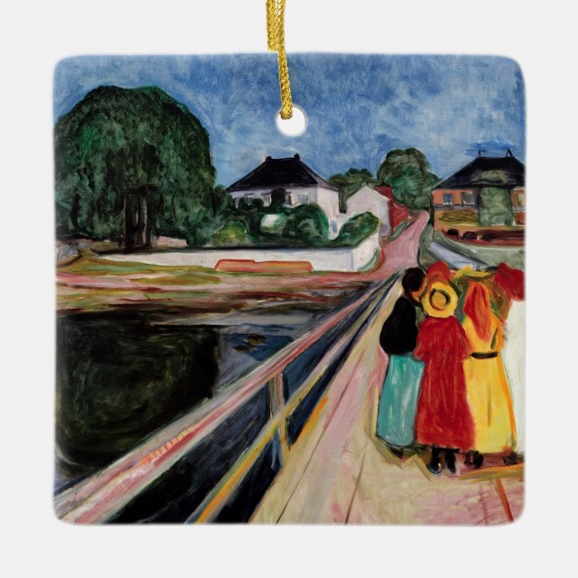 Ornamento De Cerâmica Edvard Munch - As raparigas na Ponte 1902 (Frente)