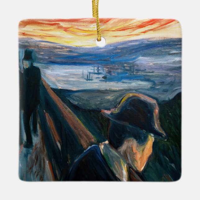 Ornamento De Cerâmica Edvard Munch - Humor Doente no Sunset, Desespero 1 (Frente)