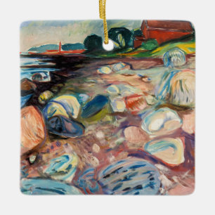 Ornamento De Cerâmica Edvard Munch - Shore com Casa Vermelha