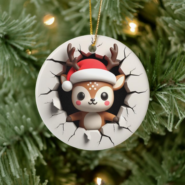 Ornamento De Cerâmica Efeito 3D da Reindet NÃO 3D Real (Árvore)