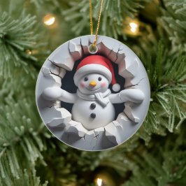 Ornamento De Cerâmica Efeito 3D de Boneco de Neve NÃO 3D Real
