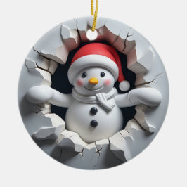 Ornamento De Cerâmica Efeito 3D Snowman NÃO 3D real
