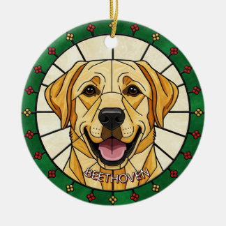 Ornamento De Cerâmica efeito de vidro entrançado personalizado Nome DOG