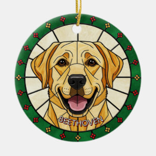 Ornamento De Cerâmica efeito de vitral personalizado nome do CÃO Natal