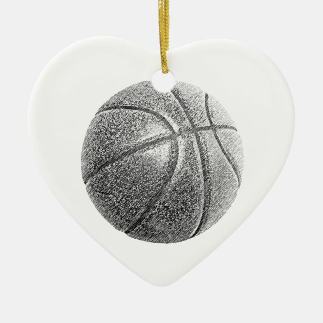 Ornamento De Cerâmica Efeito Lápis de Basquete (Frente)