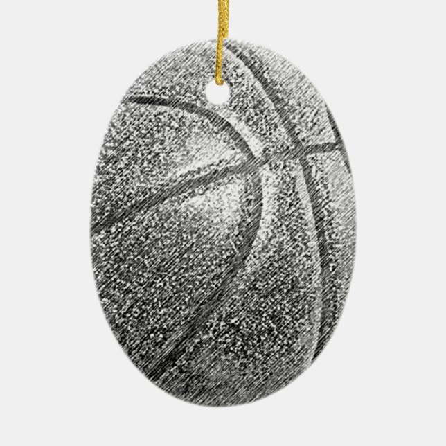 Ornamento De Cerâmica Efeito Lápis de Basquete (Frente)