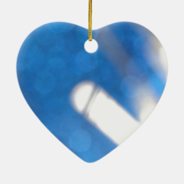 Ornamento De Cerâmica Efeitos de Luz Branca Azul (Verso)