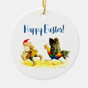 Ornamento De Cerâmica Egg Theif Vintage Funny Jenny Nyström Páscoa