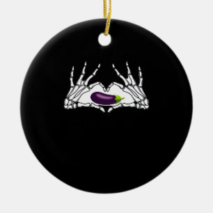 Ornamento De Cerâmica EggPlant Classic - Skeleton mãos Heart