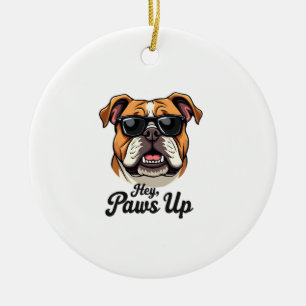 Ornamento De Cerâmica Ei Patas para Cima Bulldog Vintage com Óculos de S