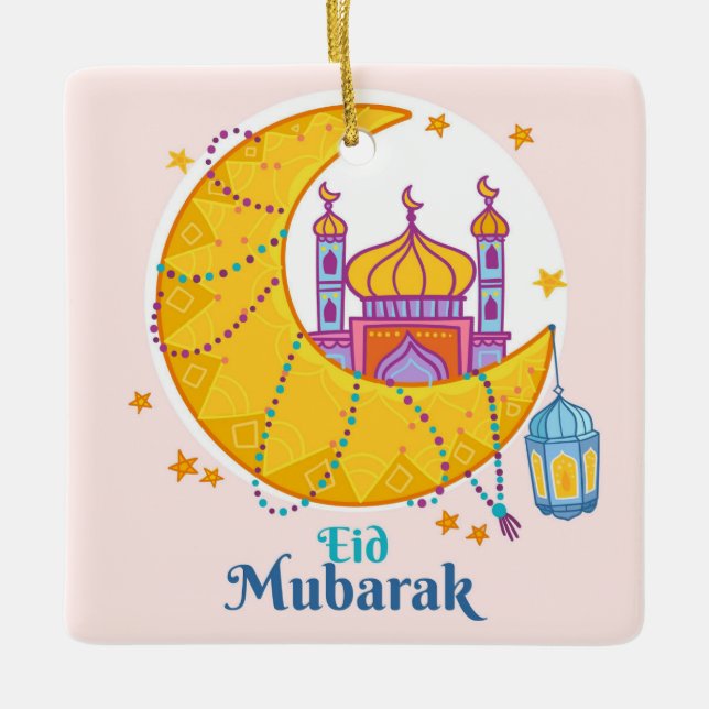 Ornamento De Cerâmica Eid Mubarak Cerâmica Ornament (Frente)