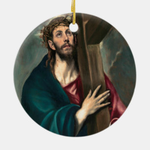 Ornamento De Cerâmica El Greco Cristo Carregando a Cruz