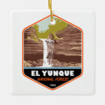 Ornamento De Cerâmica El Yunque National Forest Porto Rico Vintage<br><div class="desc">El Yunque National Forest vetor trabalho de arte design. El Yunque National Forest é uma floresta tropical no nordeste de Porto Rico.</div>