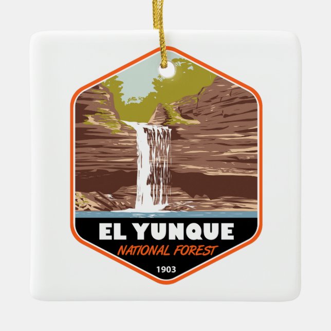 Ornamento De Cerâmica El Yunque National Forest Porto Rico Vintage (Frente)